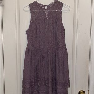 Dusty Purple Lace Overlay Dress